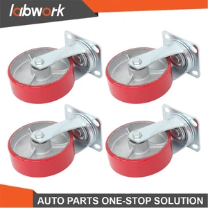 Labwork 4 Pack 4800Lbs 6" × 2" Heavy Duty Swivel Caster Wheels Polyurethane - Picture 1 of 15