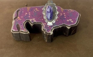 Anillo Charoite de plata de ley talla 7 - Imagen 1 de 4