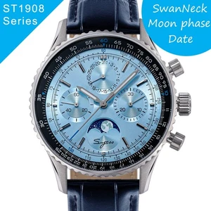 Seagull Sugess ST1908 43mm Blue Moon Phase Date Chronograph Sapphire SL 1963 - Picture 1 of 14