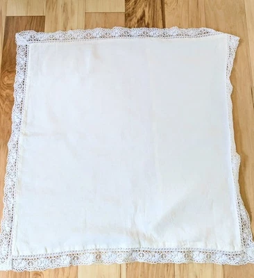 Set of 4 Matteo Of Los Angeles 26" Cluny Lace Euro Shams Flax Linen Eggshell - Image 1 of 4