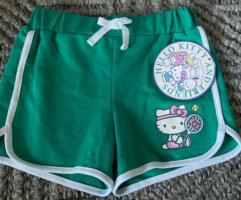 Pantalones cortos para niñas Hello Kitty Matchback - verde/blanco talla pequeña 6/7 Foto 1 de 2