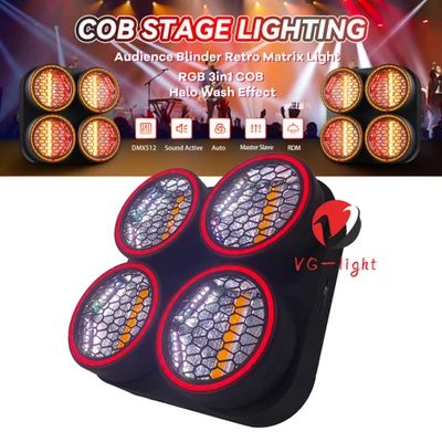 4 Eyes 4x50W DMX Cob Blinder LED Audience Spot Light with Halo Ring for Stage DJ - Image 1 of 4