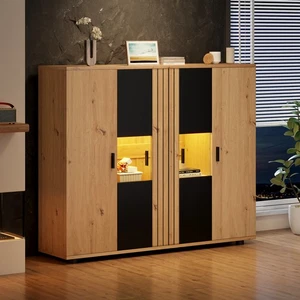Sideboard Kommode Aufbewahrungsschrank mit 4 Türen & Beleuchtung Beistellschrank - Bild 1 von 16