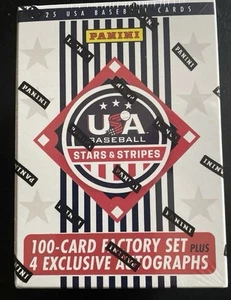 2025 Panini USA Baseball Stars & Stripes 100 Card Box Set + 4 Auto #/100 - Foto 1 di 1