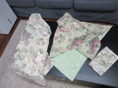 Martha Stewart Tablecloth Hydrangeas Green Table Linen Fabric Lot - Image 1 of 4