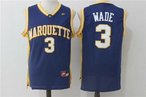 Dwayne Wade #3 Marquette Golden Eagles Men's Basketball Blue Jersey | S to 5XL Cover