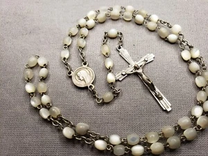 Vintage Rosary Mother Of Pearl Beads Christian A28 - Picture 1 of 3