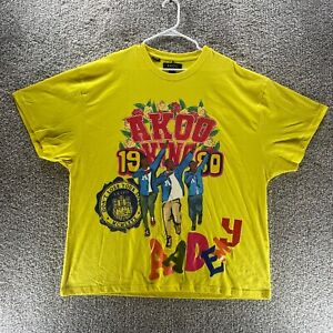 Akoo Shirt Adult 3XL XXXL Yellow Hip Hop Streetwear Short Sleeve Cotton Casual
