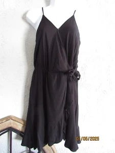 Gianni Bini Girls XL black summer sundress ruffled wrap dress adjustable straps - Picture 1 of 7