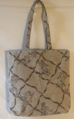 Винтажная холщовая бежевая сумка-тоут 90-х с двойными ремнями жесткость 12x13 дюймов - Изображение 1 из 4