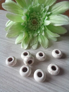 5 Beadsperlen  Edelstein Türkis Howlith Großlochperlen - Bild 1 von 1