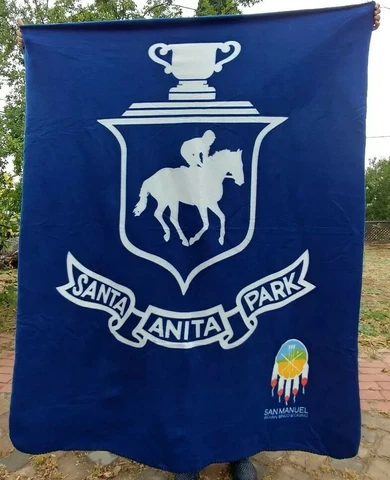 Santa Anita Park Horse Race Track San Manuel Indian Bingo & Casino Blanket RARE Cover