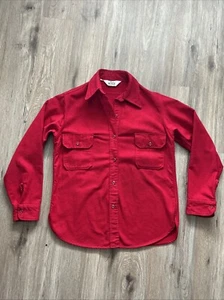 Camisa Abotonada Vintage Woolrich Para Hombres Pequeña Roja Manga Larga Mezcla Lana Franela - Imagen 1 de 9