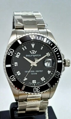 Philip Watch Caribe Gent,Acciaio Inossidabile,10ATM,Vetro Zaffiro,Corona a Vite - Immagine 1 di 4