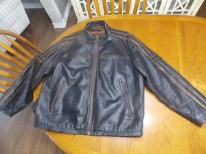 Vintage Black Rivet Leather Motorcycle Jacket Size 2X - Picture 1 of 9