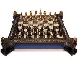 Egyptian Themed Resin Chess Set 40.5cm Board with hand painted pieces - Picture 1 of 2