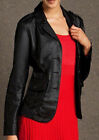 Black Slim Fit Classic Women Leather Blazer 100% Real Soft Lambskin Three Button