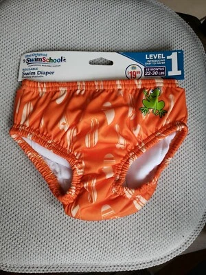  Aqua ocio.  Pañal de natación reutilizable The Original Swim School. 18mths. Naranja Foto 1 de 4