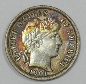 1901 Barber Dime EXTRA FINE Silver 10c - Bild 1 von 4