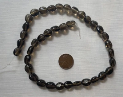 UM FIO 16" PEPITAS LISAS QUARTZO ESFUMAÇADO 12X10 MM ABAIXO DO ATACADO!!! - Imagem 1 de 4