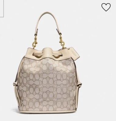NWT Coach Field Bucket Signature Jacquard Leather, Ivory, C3853, MSRP $350 - Image 1 of 4