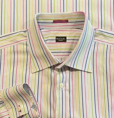 Camisa informal de vestir Paul Smith TRENZADA A RAYAS DULCES Hecha en Italia 17,5 EU 44 Foto 1 de 4