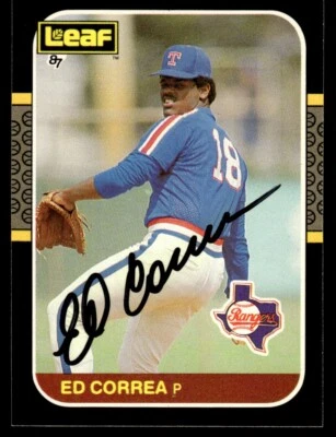 1987 Leaf Ed Correa Rookie Auto Texas Rangers #145 COA Card Signed - Image 1 of 2