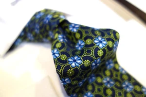 Cravatta cravatta seta contessa Mara blu navy bambino grigio fiore stella medaglione - Foto 1 di 2