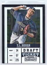 2017 Panini Contenders Draft Picks T.J. Zeuch #22 SN99 University of Pittsburgh