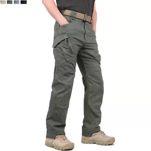 Men's Cargo Pants Multi-Pockets Outdoor Rip-Stop Hiking Fishing Travel Trousers - Picture 1 of 41