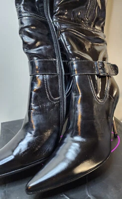 Firenze 女式皮革黑色及膝靴欧码 39 US 8 带盒 — 第 1/4 张图片