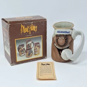 Vintage MARK HINES Accountant Pottery Ugly Face Cup Stein Coffee Mug - New - Picture 1 of 13
