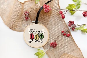 Christmas Holiday Let's Get Lit Lights Humor Counted Cross Stitch Pattern - Picture 1 of 5