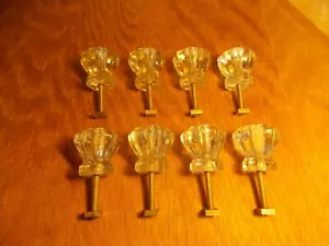 (8) Vintage Clear Glass Cabinet/Dresser Knobs/Pulls W/Hardware 5/25 - Picture 1 of 5