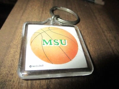 Dead Stock 1980s MICHIGAN STATE SPARTANS BASKETBALL 1 1/2" Square Logo Keychain - Image 1 of 2