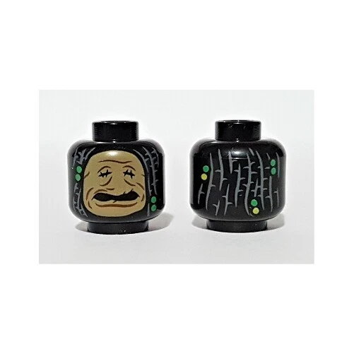 LEGO - Minifig, Head Dual Sided Shrunken Dre Head, Beaded Dreadlock - Black - Image 1 of 1
