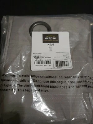 Eclipse  One Panal Curtains (Nikki)(grey)40"x95" Grommet  - Image 1 of 4