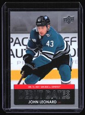 2021-22 Upper Deck Debut Dates John Leonard Rookie San Jose Sharks #DD-2