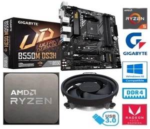 AMD RYZEN 5 5600G BUNDLE - 6 CORE - GIGABYTE B550M-DS3H MOTHERBOARD - 8GB - Picture 1 of 12