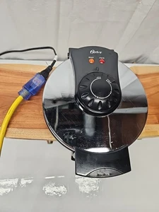 Oster Edelstahl Chrom/Schwarz Elektrisches Waffeleisen Modell 3883 FUNKTIONIERT SUPER! - Bild 1 von 11