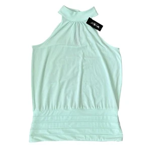 NEU WHBM grüne ärmellose Neckholder-Bluse mit Stehkragen XXS Reg. 44 $ - Bild 1 von 12