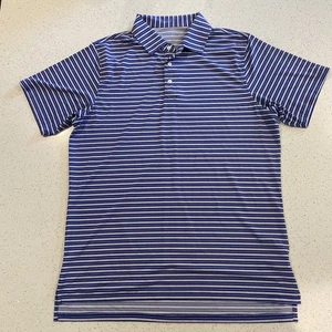 B Draddy Sport Shirt Herren M blau gestreift Polo Performance Golf Freizeit - Bild 1 von 7