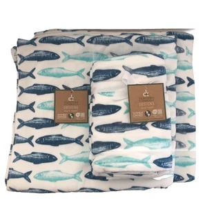 New Deborah Connolly Push Luxury Set of 2 Hand and 2 Bath Towels Beach Fishing - Picture 1 of 3