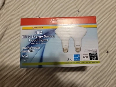 Pack of 2 Dimmable Sunbeam 65W LED Flood Light Bulbs BR30 Replacement Indoor - Image 1 of 2
