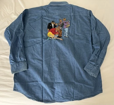 Camisa de mezclilla vintage bordada Camel Joe abotonada banda de jazz talla XL Foto 1 de 4