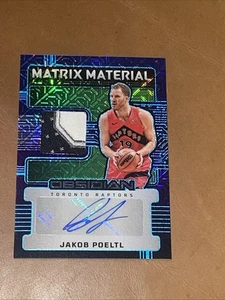 2024-25 Obsidian Jakob Poeltl Matrix Material Electric Blue RC Patch Auto 2/5 SP - Picture 1 of 9