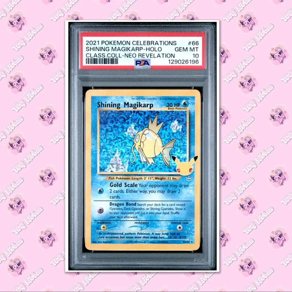PSA 10 Shining Magikarp 66/64 Celebrations: Classic Collection Holo TCGKITTEN - Image 1 of 3