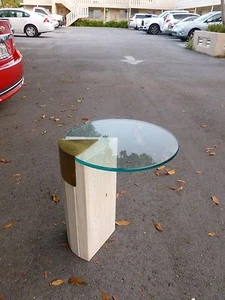 1970'S MARBLE BRASS AND GLASS OCCASIONAL TABLE  - P - Picture 1 of 8