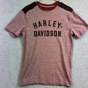 Harley-Davidson Staple Tee Mens Small Burgundy Colorblocked Knit T-Shirt UNISEX - Picture 1 of 7