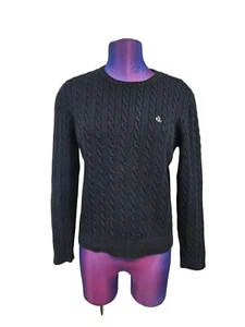 Vintage Lauren Ralph Lauren Black Crew Neck Cable Knit Sweater Size Large P77 - Picture 1 of 9